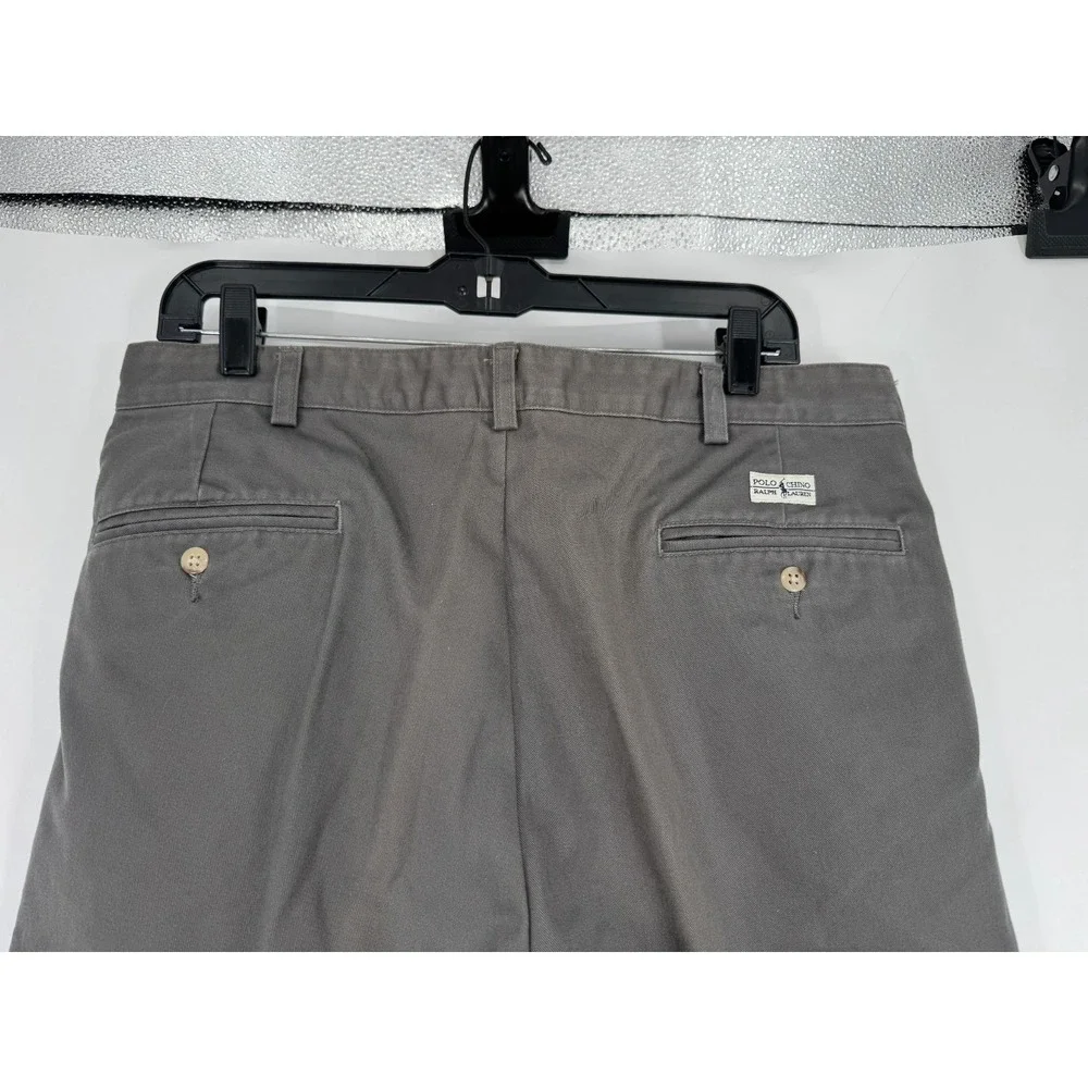 Polo Ralph Lauren Andrew Pants Mens 35x32 Dark Grey Vintage Baggy Pleated Chino